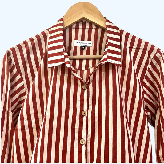 Maroon Stripe Shirt - Women